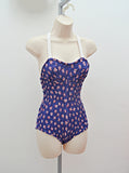 1940s Anchor print shirred Peter Pan swimsuit