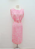 1960s Horrockses pink printed silk blouson summer dress - Small