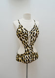 1960s Leopard print cutaway side scandal Slix swimsuit