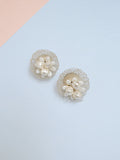 1940s White 'eggs in basket' cluster earrings