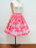 1950s Horse print pink cotton full skirt - Extra small Small