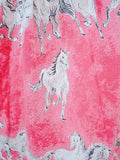1950s Horse print pink cotton full skirt - Extra small Small