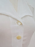 1930s White silk georgette fitted blouse - Extra small Small