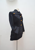 1940s Black cashmere tiered peplum jacket with Bakelite buttons
