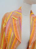 1970s Sherbert striped cotton feel fitted jacket - Extra small