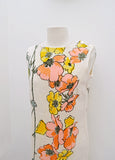 1960s Rosebud print linen shift dress - Extra small Small