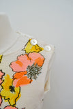 1960s Rosebud print linen shift dress - Extra small Small