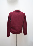 1950s Burgundy wool hand knitted cardigan - Medium