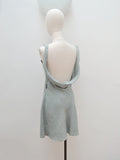 1990s Armani duckegg linen low back summer dress - Extra small Small