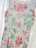 1980s Geranium print full button side summer dress - Small