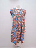 1950s 60s Printed cotton maternity dress with pockets - Extra Large