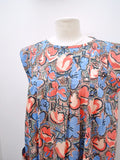 1950s 60s Printed cotton maternity dress with pockets - Extra Large