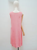 1920s Pink combed cotton embroidered day dress - Small
