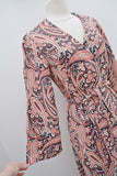 1960s 70s Psychedelic paisley rayon crepe robe or wrap dress