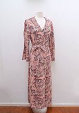 1960s 70s Psychedelic paisley rayon crepe robe or wrap dress