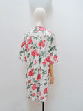 1950s 60s Rose print cotton housecoat - Small Medium