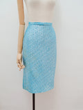 1960s Turquoise blue lurex evening skirt - Small Medium