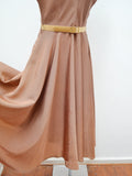 1940s Mocha brown spotted taffeta evening dress - Extra small