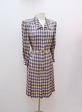 1940s Purple printed pure silk formal day dress by Mode Salon Dame - Small