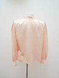 1940s Pink silk charmeuse bow neck blouse - Small Medium