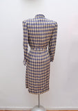 1940s Purple printed pure silk formal day dress by Mode Salon Dame - Small