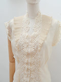 1940s 50s Sheer Janet Colton lace evening blouse - Small