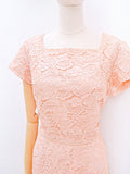 1960s Pink lace fitted cocktail dress - Large