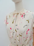 1970s Novelty bow print silk dress - Small