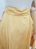 1950s Ochre Moire silk faille pleated skirt with pockets - Small