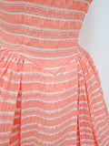 1950s Coral pink organza full skirt party dress - Extra small