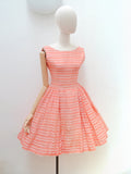 1950s Coral pink organza full skirt party dress - Extra small