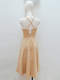1970s does 40s Beige needlecord day dress - Extra x small