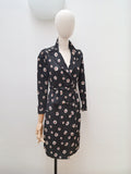 1940s Crown novelty print crepe robe dress - Extra small
