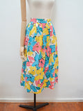 1980s Graphic floral cotton midi skirt - Extra small Small