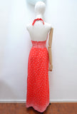 1970s Bubble print red cotton maxi dress - Extra X small