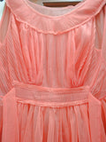 1940s Coral pleated nylon nightdress - Small