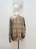 1970s 80s Silver lame Harlequin spot blouse - Medium