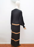 1970s Wide statement sleeve jersey maxi dress - Small