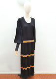 1970s Wide statement sleeve jersey maxi dress - Small