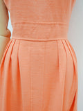1960s Apricot faux silk dress - Small Medium