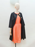 1960s Apricot faux silk dress - Small Medium