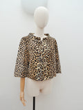 1960s Leopard print velvet funnel neck jacket - Medium Large