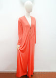 1970s Orange palazzo zip front studded jumpsuit - Medium Large