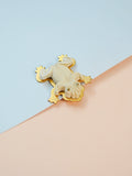 1930s White moulded celluloid frog dress clip