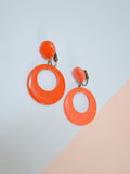 1950s Bright orange bakelite hoop earrings