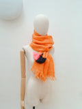 Mosy & Co. Orange mohair scarf with handmade tassel pin