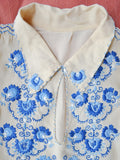 1930s 40s Embroidered silk Hungarian folk blouse - S M