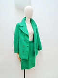 1970s Green woollen 3 piece skirt trouser suit - Extra small