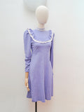 1970s Crocheted bib long sleeved Van Allan dress - Small