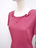 1950s Gloria Swanson berry rayon dress - Large